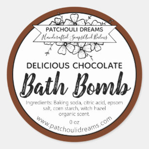 Customisable Chocolate Bath Bomb Label Handmade