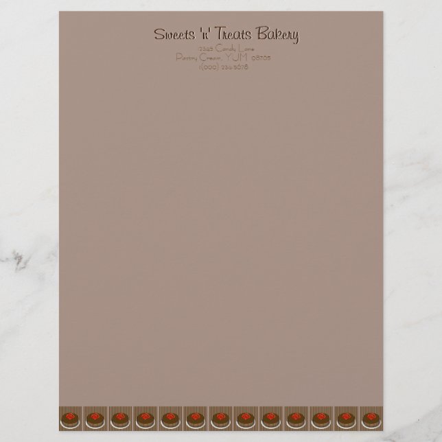 Customisable Chocolate Cake BakeryLetterhead Customized Letterhead (Front)