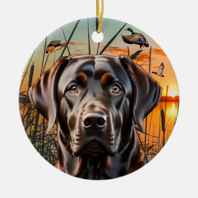 Customisable Chocolate Labrador Ornament (Front)