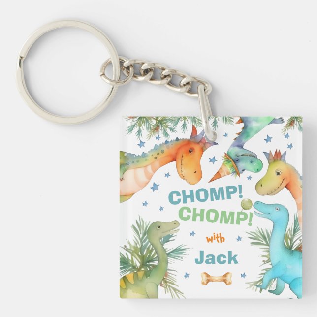 Customisable CHOMP! CHOMP! Dinosaur Keychain (Front)