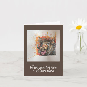 Customisable Chortling Warthog Greetings Card