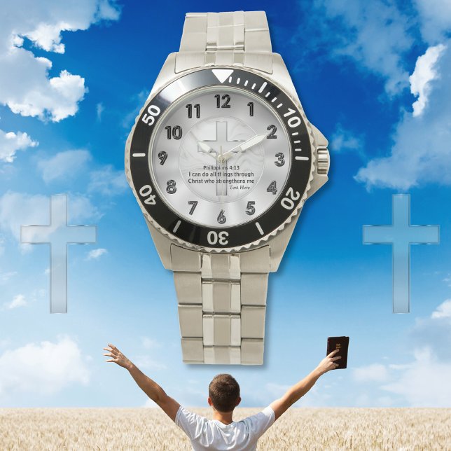 Customisable Christian Bible Verse Wrist Watch (Christian Wrist Watches. Religious wrist watches are, wonderful, gifts for Pastors. Religious Watch.)