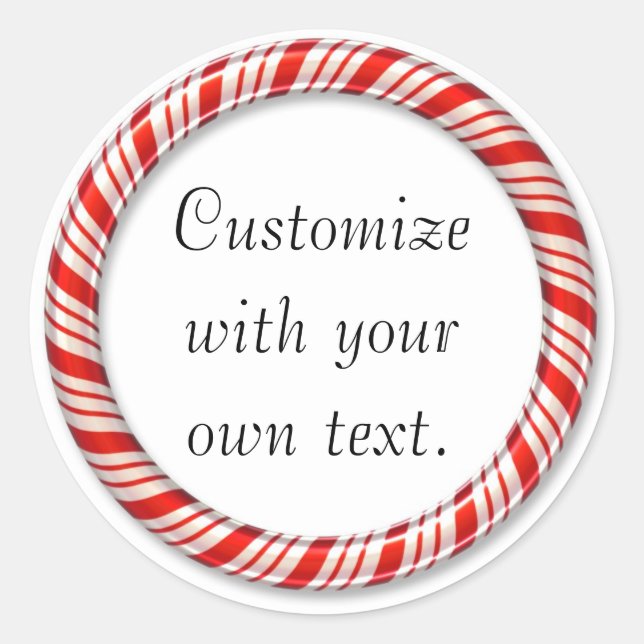 Customisable Christmas candy cane circle stickers (Front)