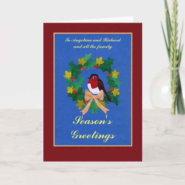 Customisable Christmas Card - Robin Redbreast (Front)