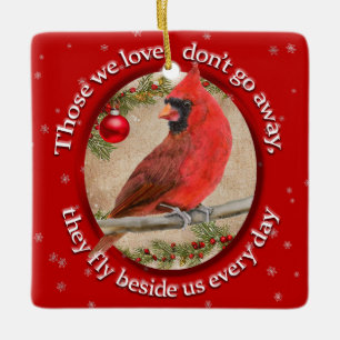 Customisable Christmas Cardinal Remember Loved One Ceramic Ornament
