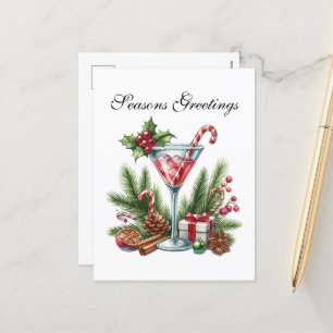 Customisable Christmas cocktail Festive  Holiday Postcard
