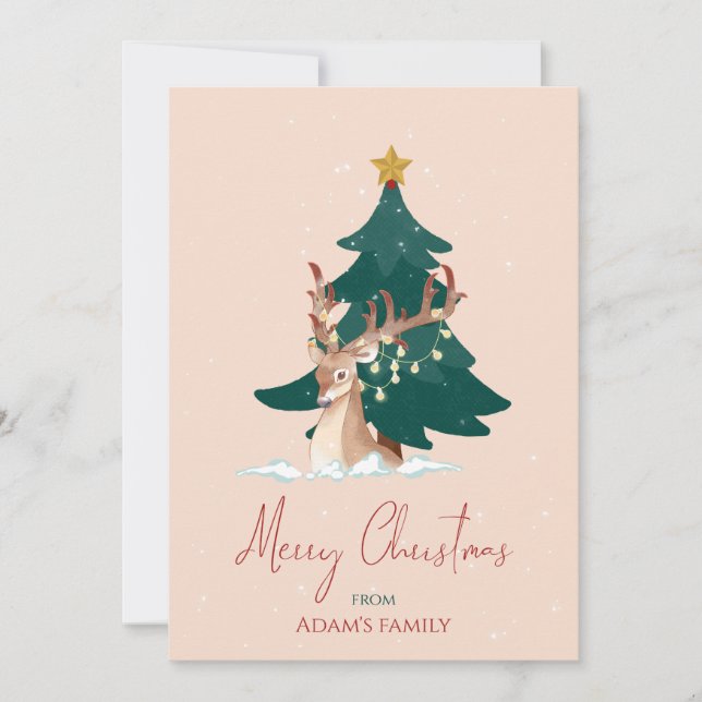 Customisable Christmas deer Holiday Card (Front)