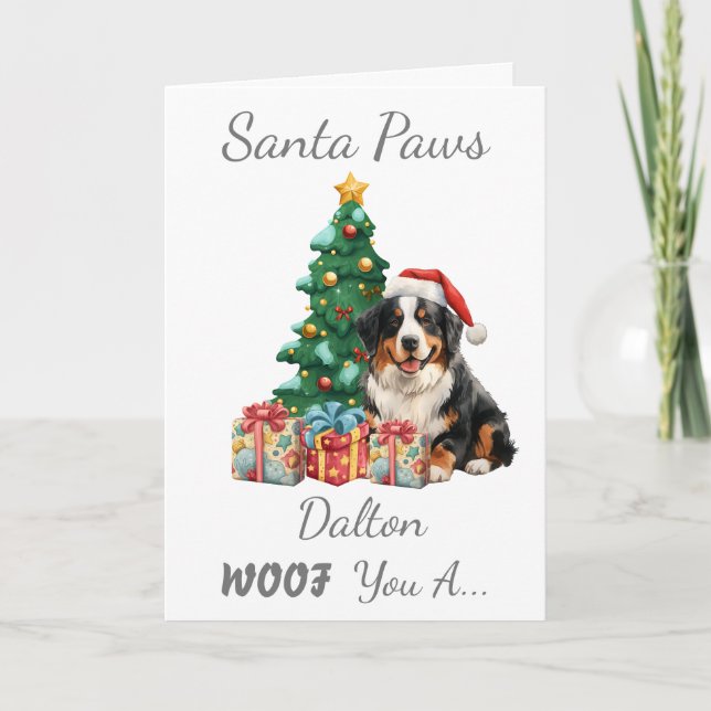 Customisable Christmas Dog Bernese Mountain Holiday Card (Front)