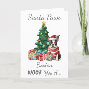 Customisable Christmas Dog Boston Terrier Holiday Card