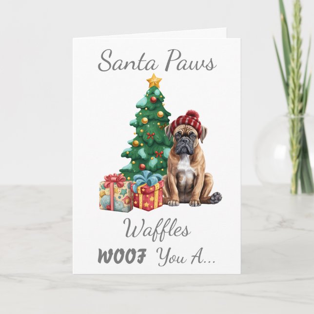 Customisable Christmas Dog Boxer Dog  Card (Front)