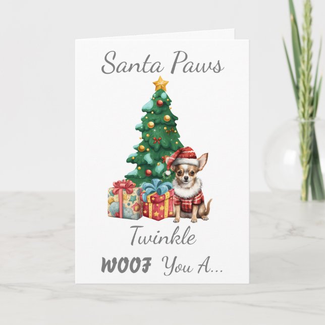 Customisable Christmas Dog Chihuahua Holiday Card (Front)
