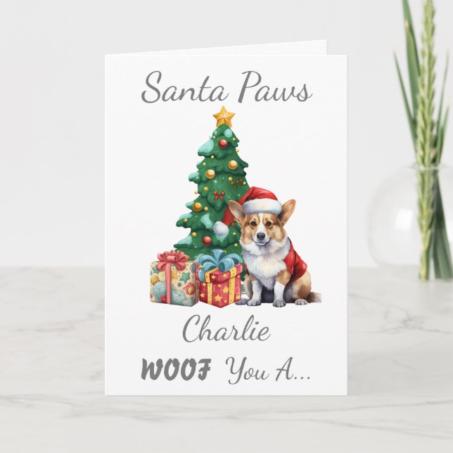 Customisable Christmas Dog Corgi  Holiday Card (Front)