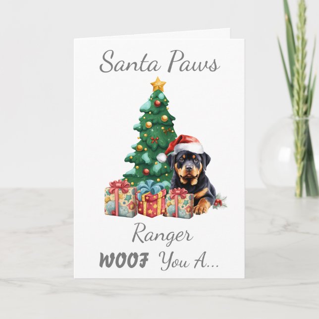 Customisable Christmas Dog Rottweiler Holiday Card (Front)