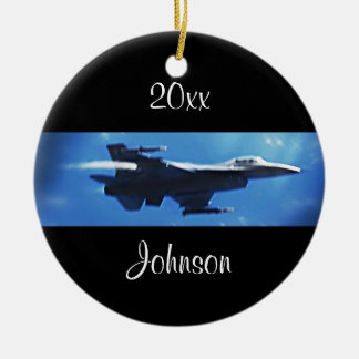 Customisable Christmas F16 Falcon Fighter Jet Ceramic Ornament
