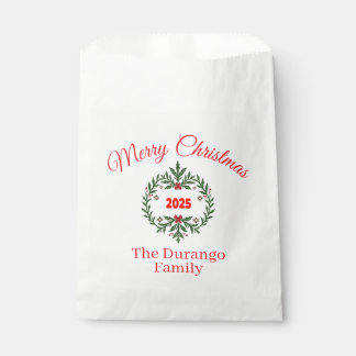 Customisable Christmas Festive Floral Wreath Favour Bag
