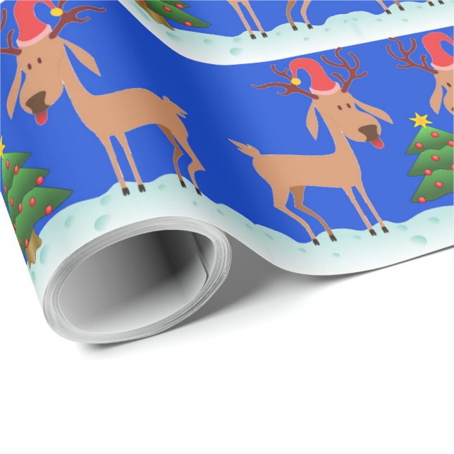 Customisable Christmas Gift Wrap - Reindeer Design (Roll Corner)