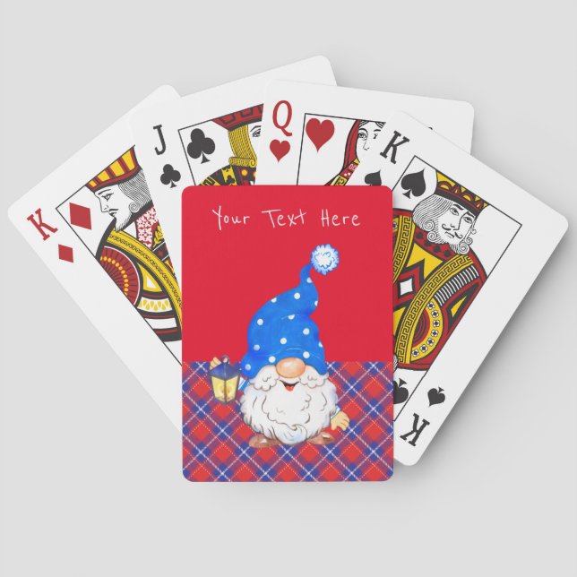 Customisable Christmas Gnome Design Playing Cards (Back)