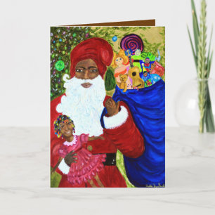 Customisable Christmas Greeting Card - Black Santa