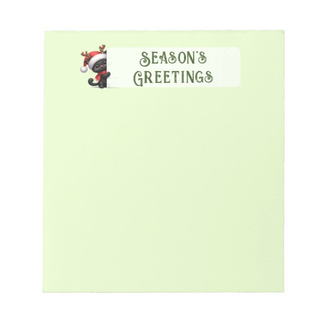 Customisable Christmas Greetings  Cute Cat Notepad (Front)