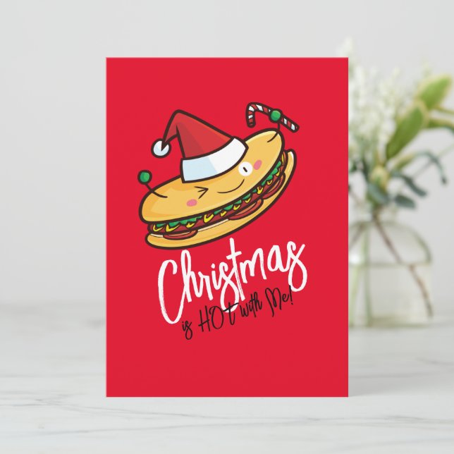 Customisable Christmas Hotdog cartoon  Invitation (Standing Front)
