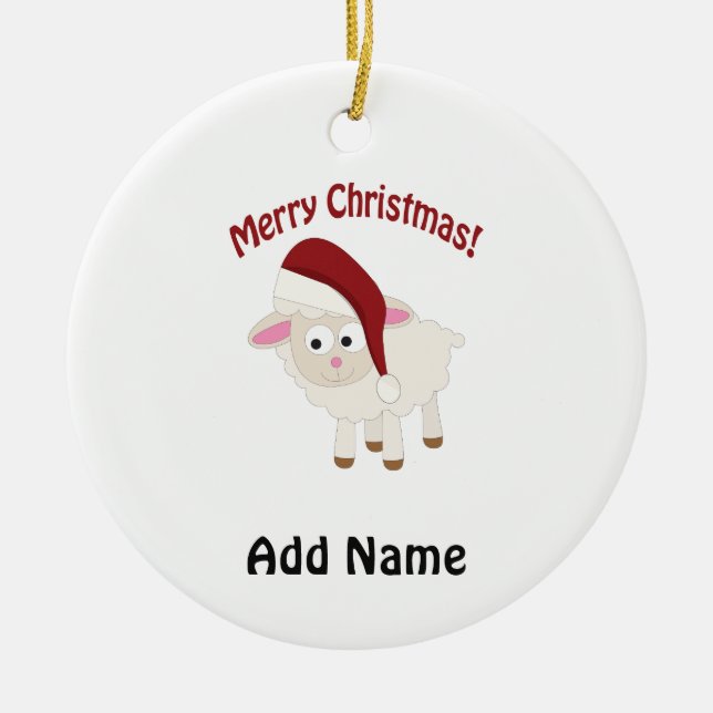 Customisable Christmas lamb Ceramic Ornament (Front)