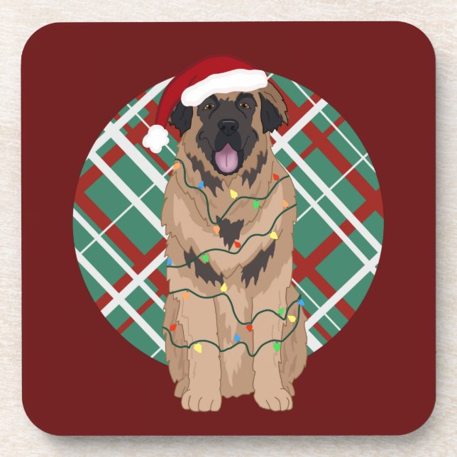 Customisable Christmas Leonberger  Coaster (Front)