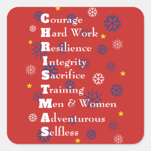 Customisable Christmas Military Square Sticker