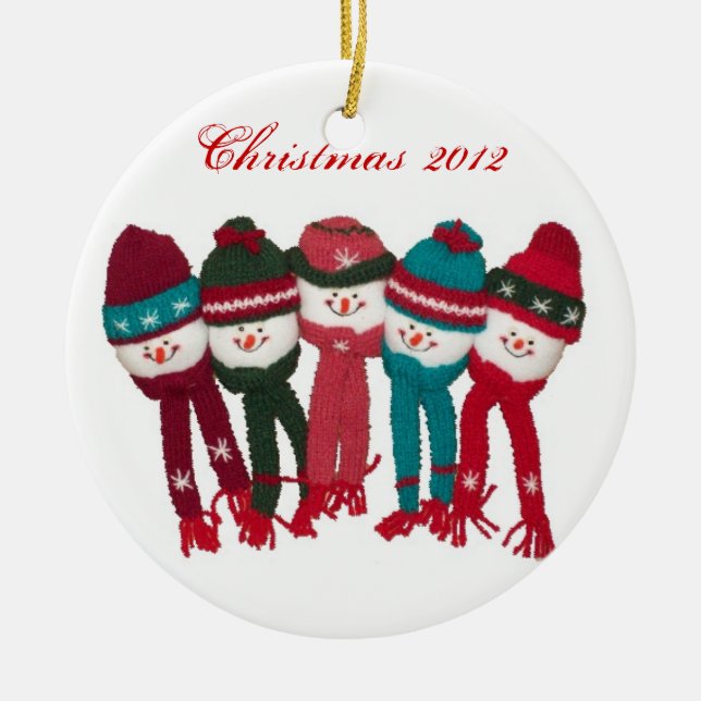 Customisable Christmas Ornamet Snowmen Cute Colour Ceramic Ornament (Front)