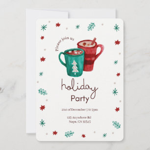 Customisable Christmas Party Hot Coco Snowflakes Invitation