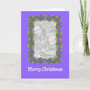 Customisable Christmas Photo Card - Holly Border