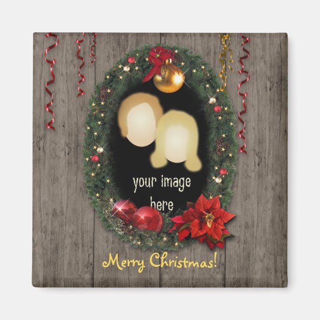 Customisable Christmas Photo Magnet (Front)