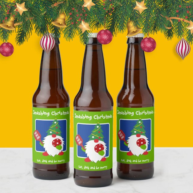 Customisable 🎅Christmas pickleball   Beer Bottle Label (Creator Uploaded)