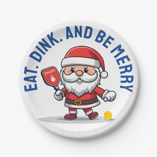 Customisable 🎅Christmas pickleball   Paper Plate (Front)