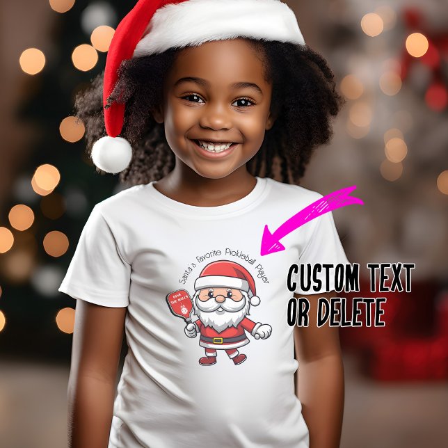 Customisable 🎅Christmas pickleball   T-Shirt (Super cute t-shirt with  Santa playing Pickleball, custom text)
