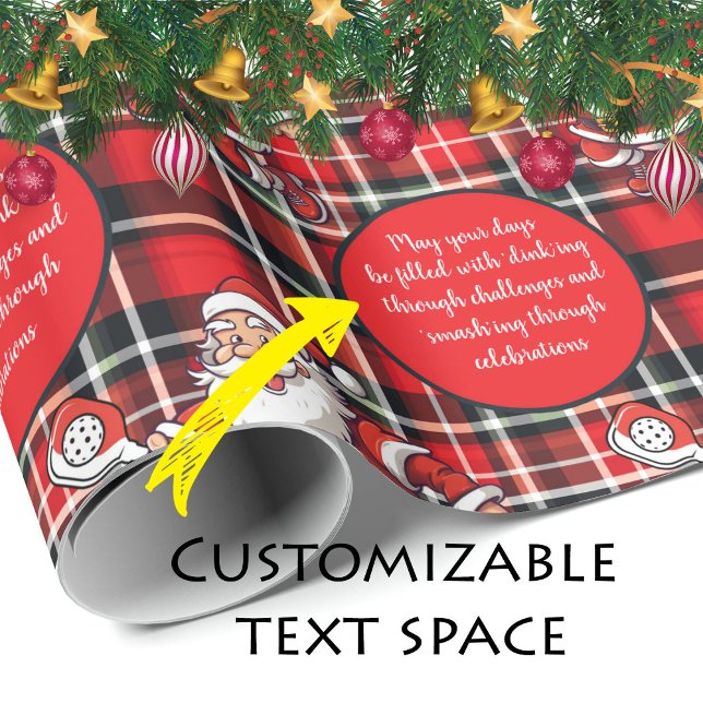 Customisable 🎅Christmas pickleball   Wrapping Paper (Customizable 🎅Christmas pickleball Wrapping Paper)