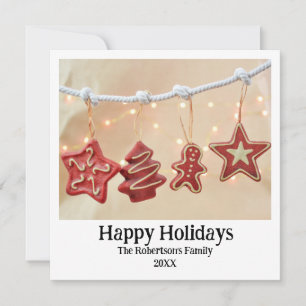 Customisable Christmas Red Hanging Sugar Cookies Holiday Card
