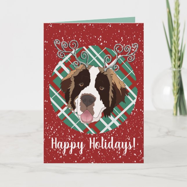 Customisable Christmas Saint Bernard   Card (Front)