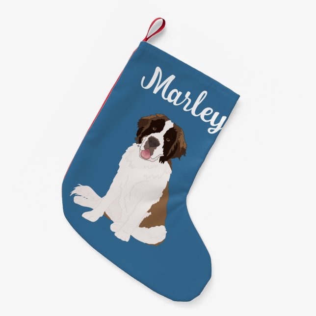 Customisable Christmas Saint Bernard Small Christmas Stocking (Front (Hanging))