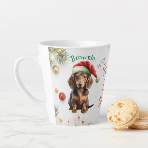 Customisable Christmas Santa Mini Dachshund Latte Mug