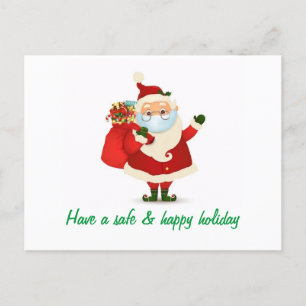 Customisable Christmas Santa wearing mask glasses Postcard