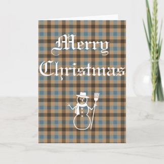 Customisable Christmas Scottish Tartan snowman Holiday Card