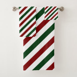 Customisable Christmas Stripes Bath Towel Set