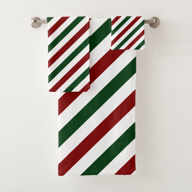 Customisable Christmas Stripes Bath Towel Set (Insitu)