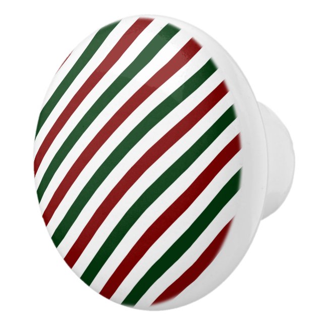 Customisable Christmas Stripes Ceramic Knob (Right)