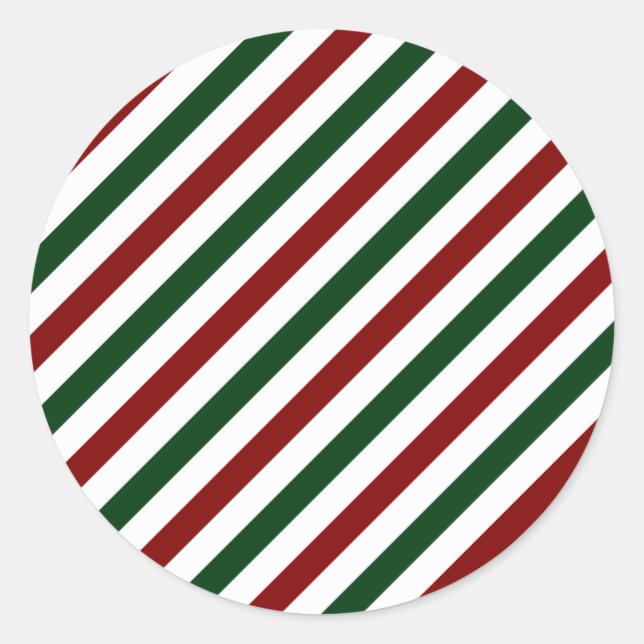 Customisable Christmas Stripes Classic Round Sticker (Front)