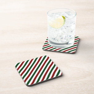 Customisable Christmas Stripes Coaster