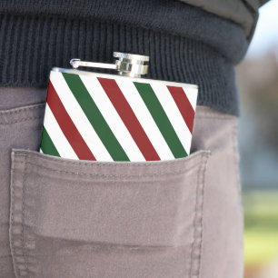 Customisable Christmas Stripes Hip Flask