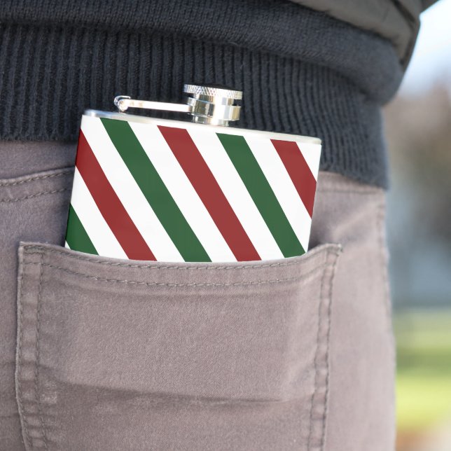 Customisable Christmas Stripes Hip Flask (In Situ)