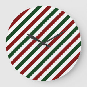 Customisable Christmas Stripes Large Clock