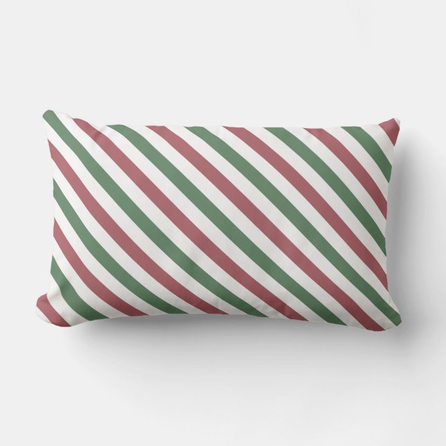 Customisable Christmas Stripes Lumbar Cushion (Front)